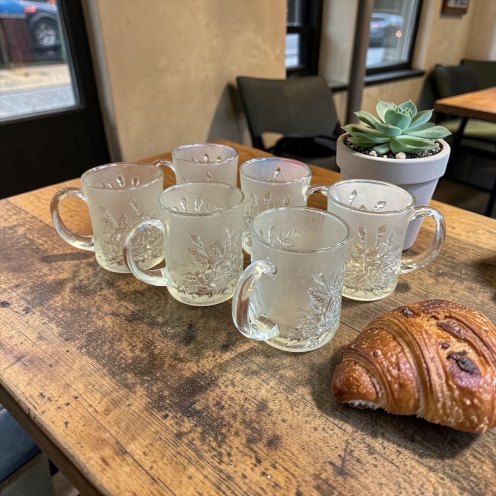 Set of 6 Pasari Livia Frosted Rose Glass Mugs. Excellent condition